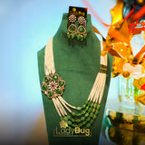 Victorian Polish Mala and Earrings with Emerald Stones LB-562,LB-563