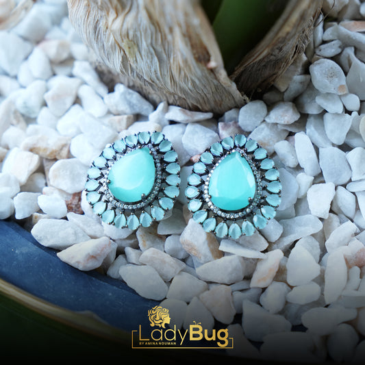 Victorian polish with colored stones earrings