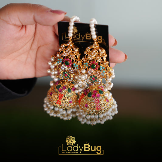 Gold-plated Nauratan Jhumkey