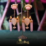 Mother Pearls Gajra Earrings with Stone and Powder Pink Color lb 866