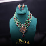 Sheesha Kundan Set with Mint & Ruby Stones LB-654