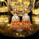 Kundan Jhumka with Meena in grey color (LB-396)