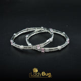 Rhodium-plated Powder Pink Bangles (LB-172, 173)