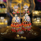 Kundan Jhumka with Meena in grey color (LB-396)