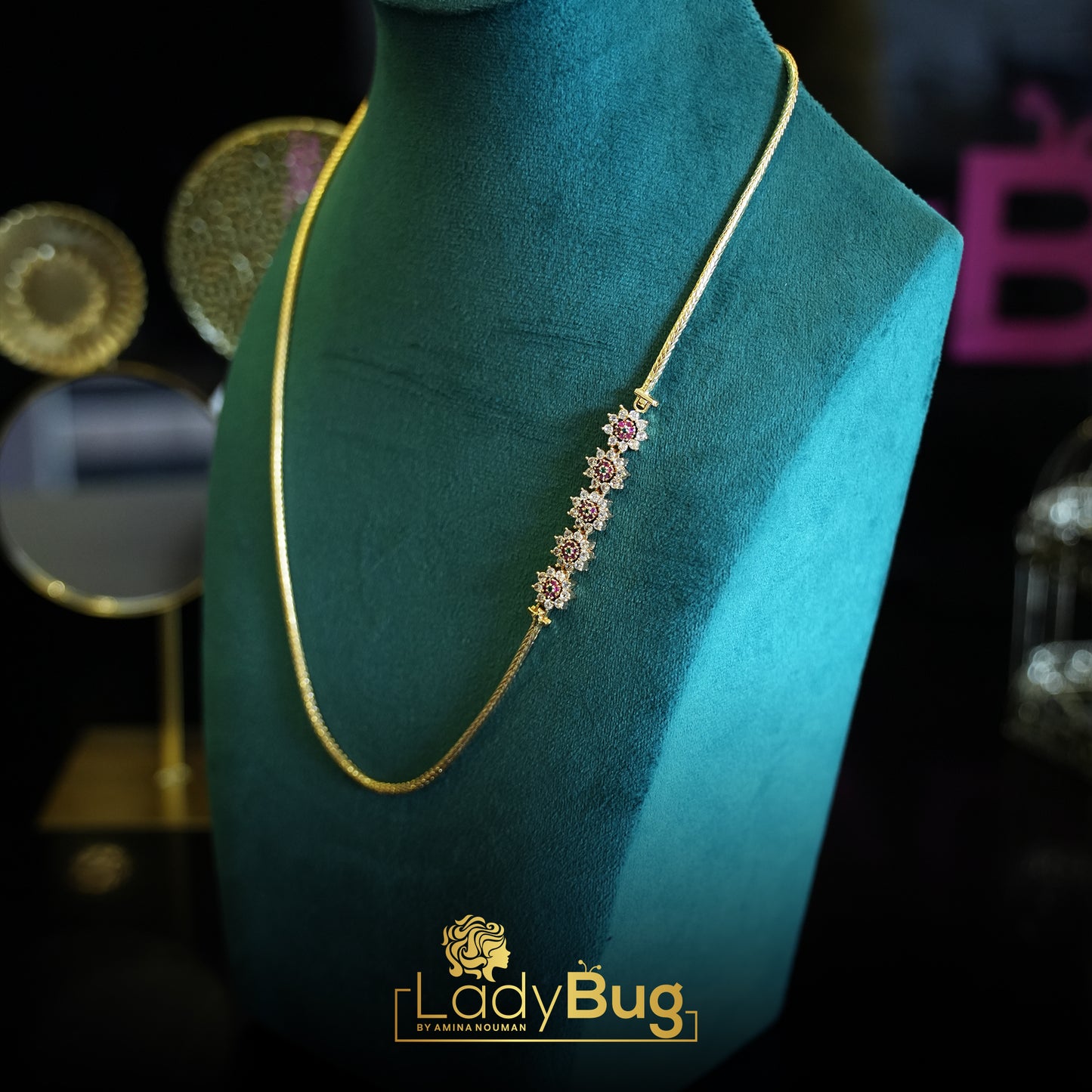 Gold-plated chains with Ruby Stones