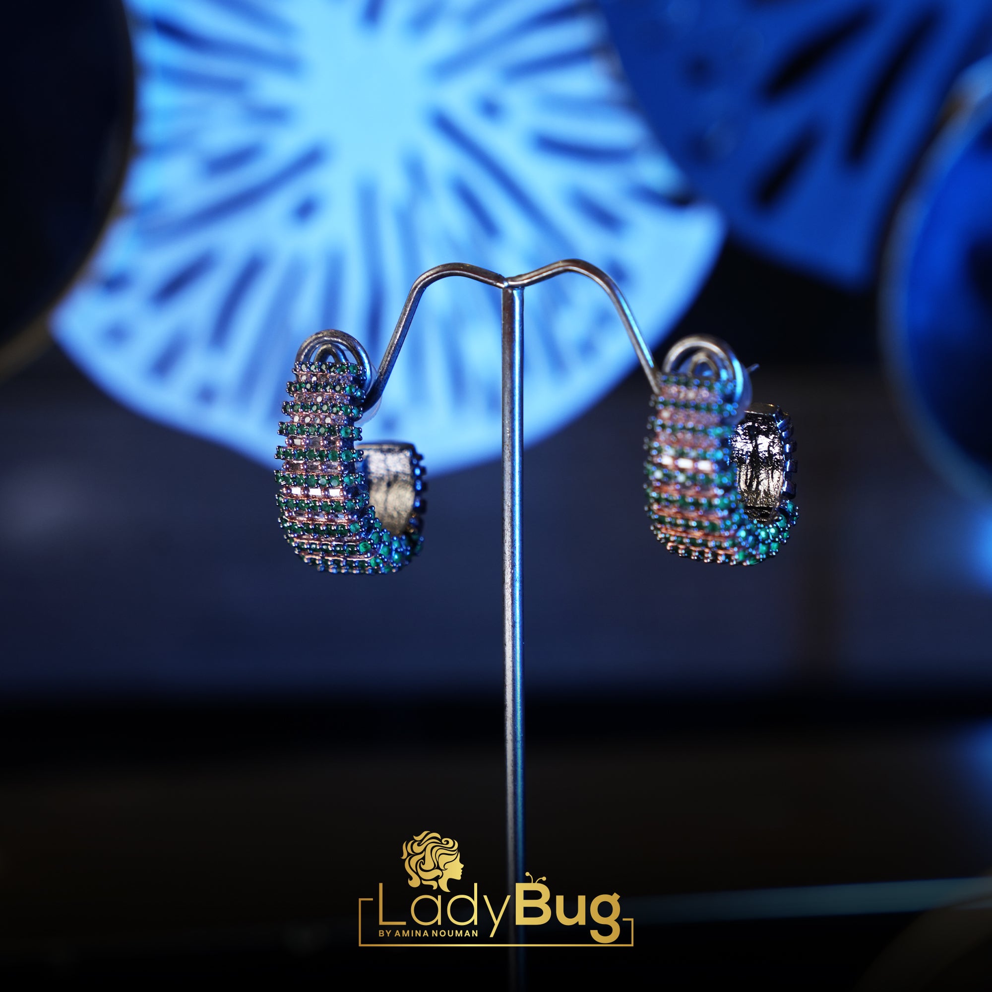 Victorian Polish, champagne, and emerald stone studs LB-446