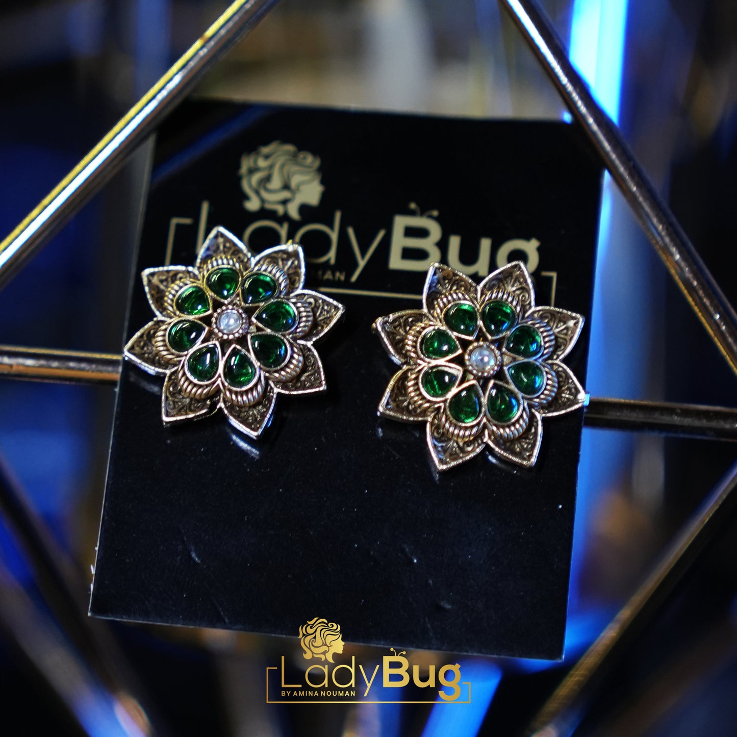 Green-stone Rajwari studs