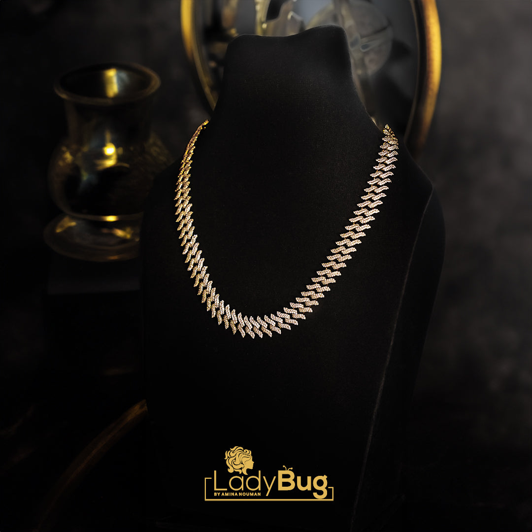 Rhodium-Plated, Double-Sided Chain with Premium Quality American Diamond (LB-877)