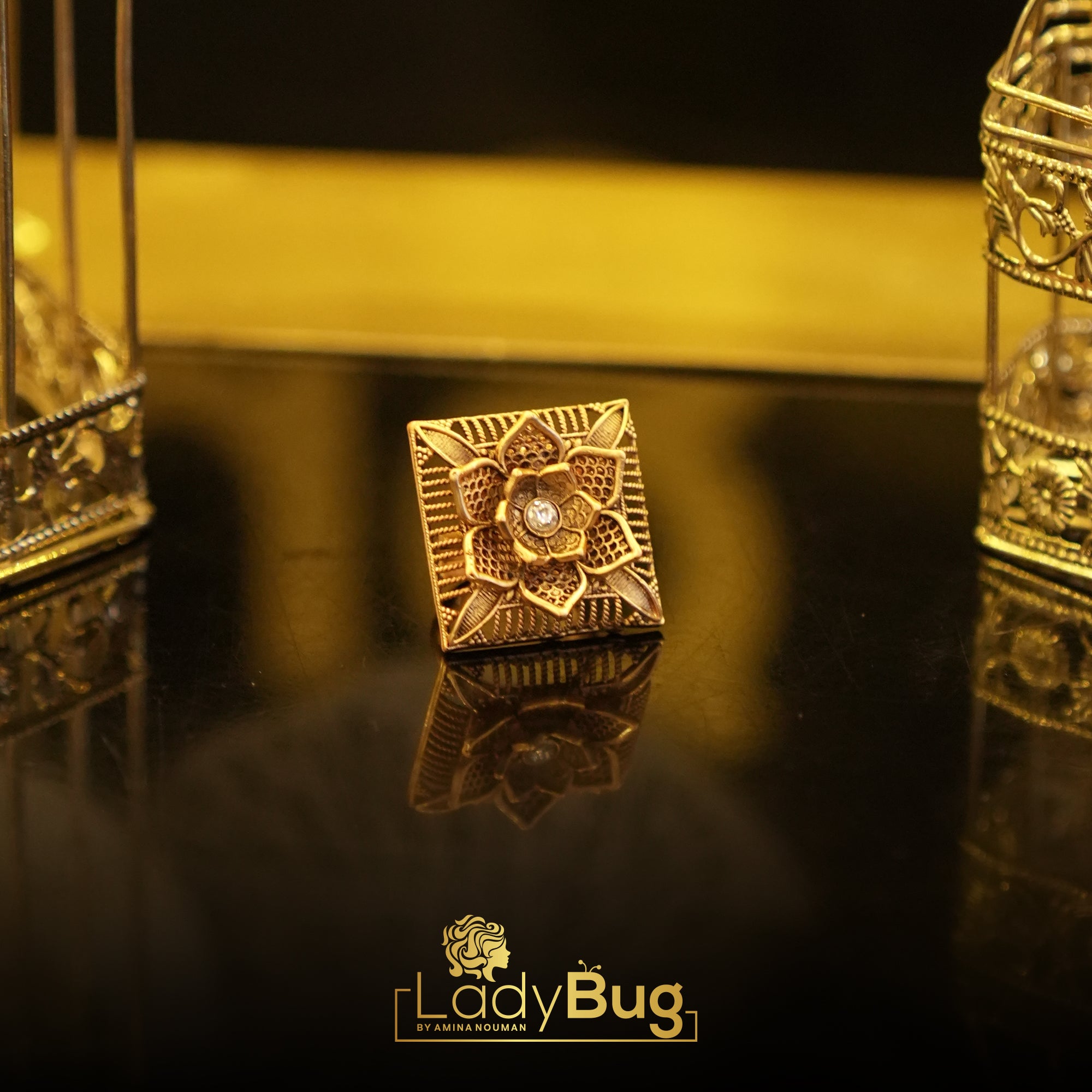 Rajwari Rings with white and ruby stone