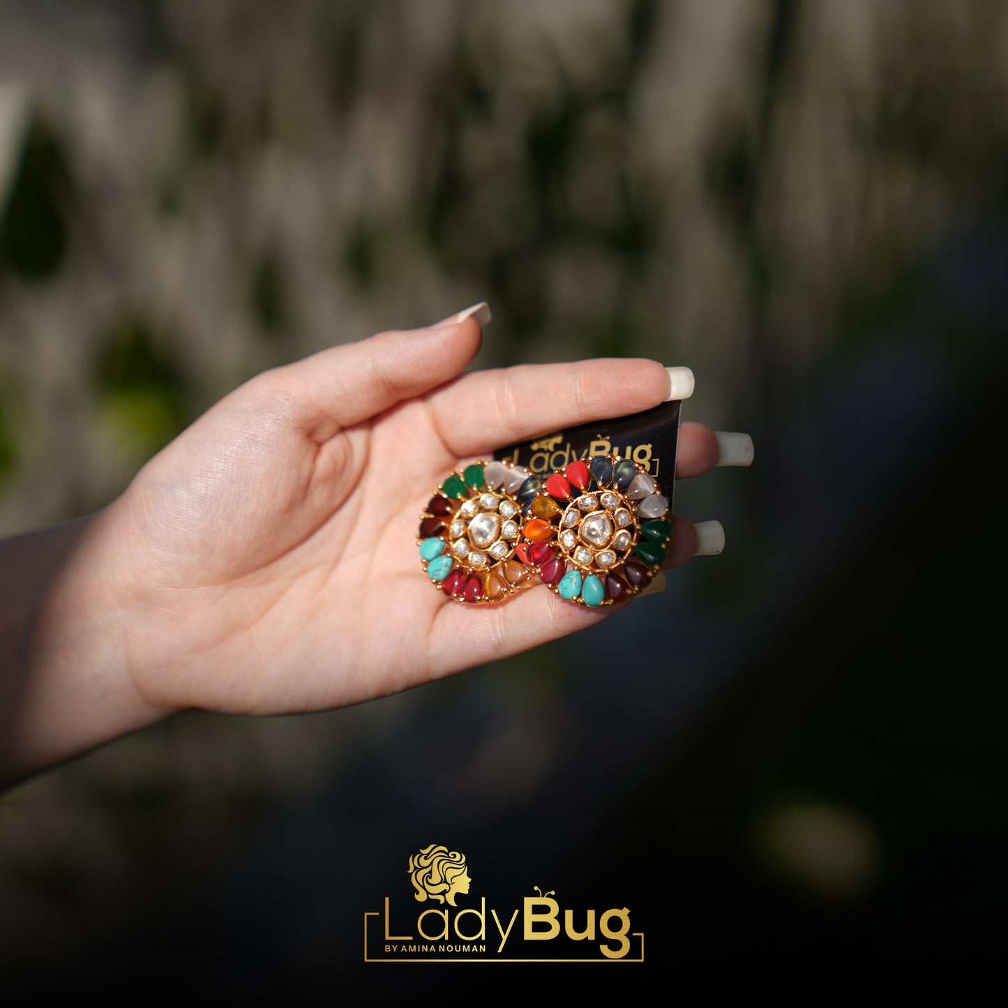 Gold-Plated with Emerald Stone and Pearls