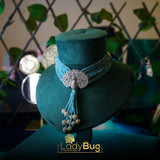 Peacock Choker embossing mother pearls in Ice Blue color LB -258