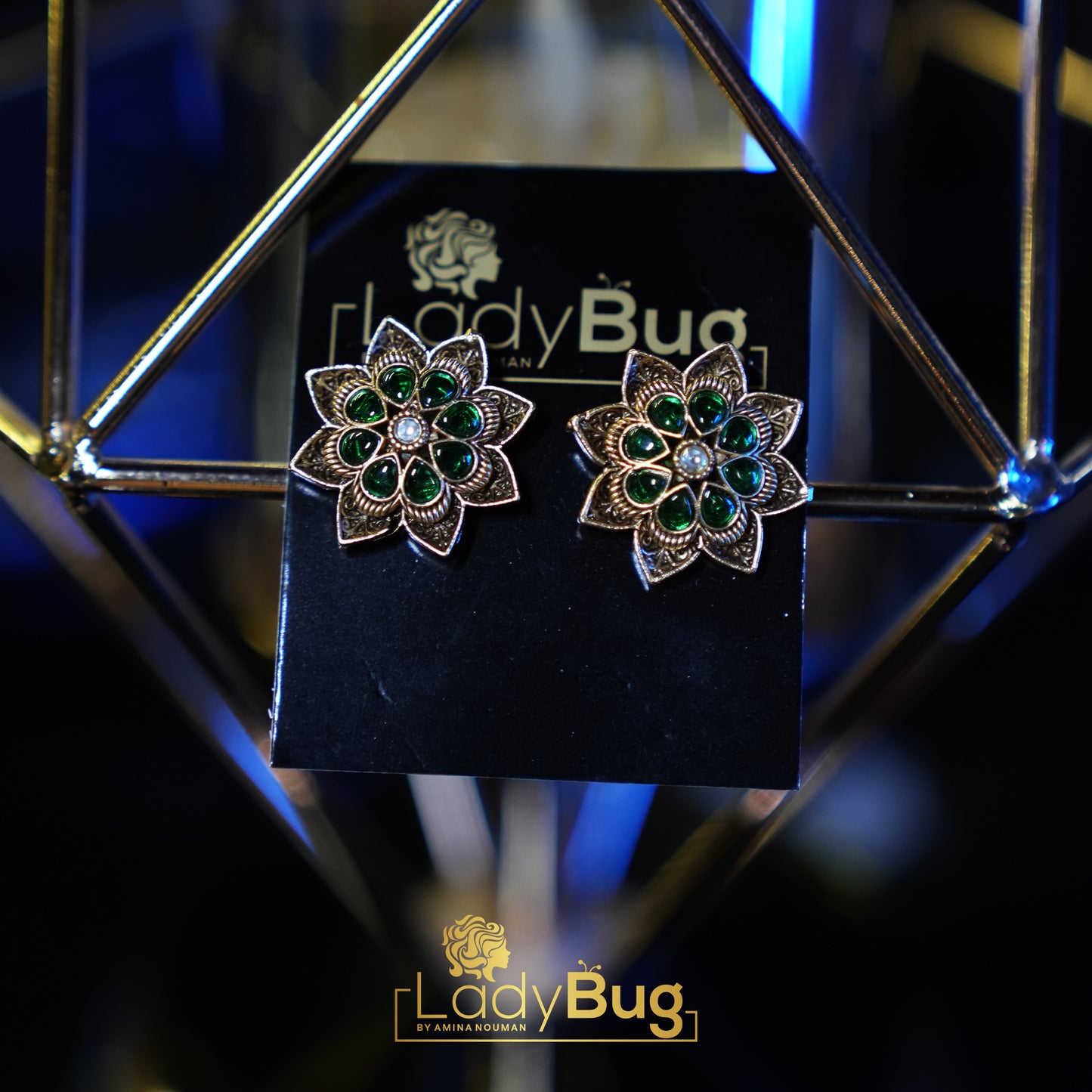 Green-stone Rajwari studs