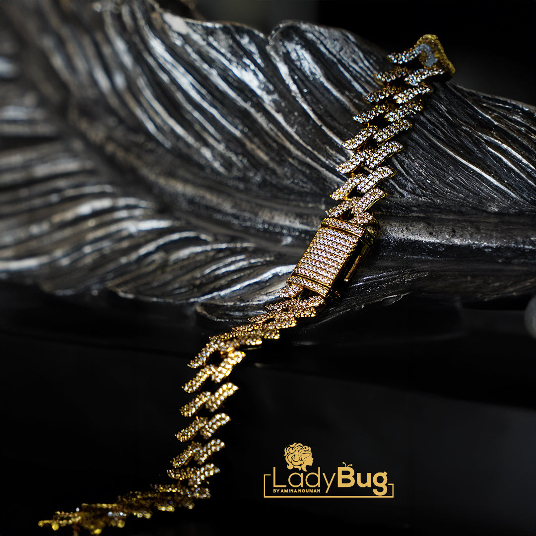 Rhodium-Plated, Double-Sided Chain with Premium Quality American Diamond (LB-877)