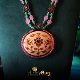Sheesha Kundan Mala with Meenakari back, powder pink and mint color lb 223