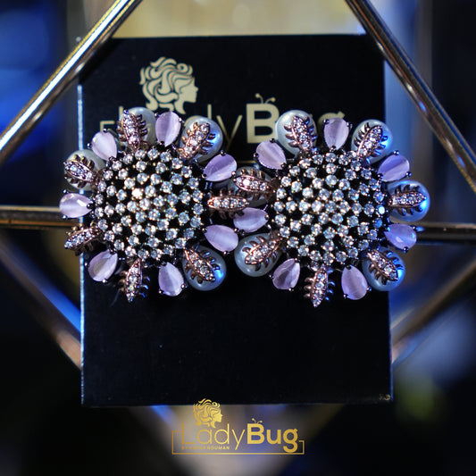 Victorian polish studs in powder pink color with pearls