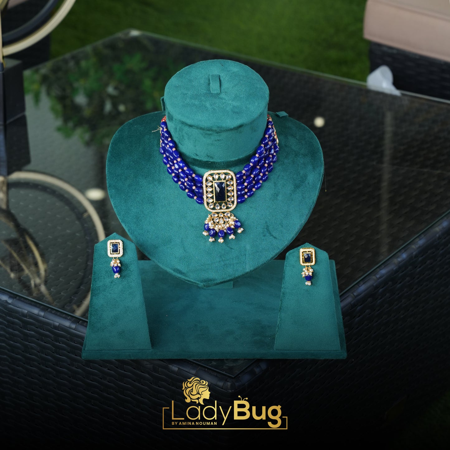 Kundan Choker in Sapphire Color