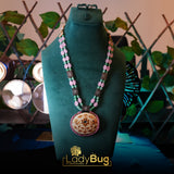 Sheesha Kundan Mala with Meenakari back, powder pink and mint color lb 223