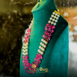 Pink Marble Stone Mala ( LB-543)