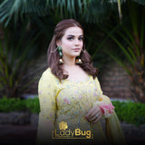 Meena Jhumkey with Champagne Stone & Emerald Color