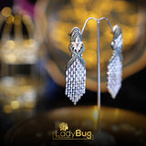 Zircon long earrings in Emerald color  (LB-401)