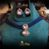 Uncut Kundan Set with Grey Beads