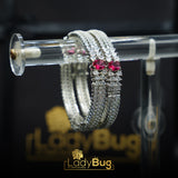 Openable Rhodium bangles with Ruby color stone(LB-182)