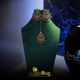 Big Kundan earrings with teeka in black color