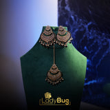 Big Kundan earrings with teeka in black color