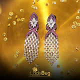 Zircon long earrings in Ruby color (LB-405)