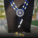 Mala Set Blue Stone With White Pearls lb-611