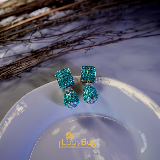 Moissanite Stone Rhodium-Plated Earrings