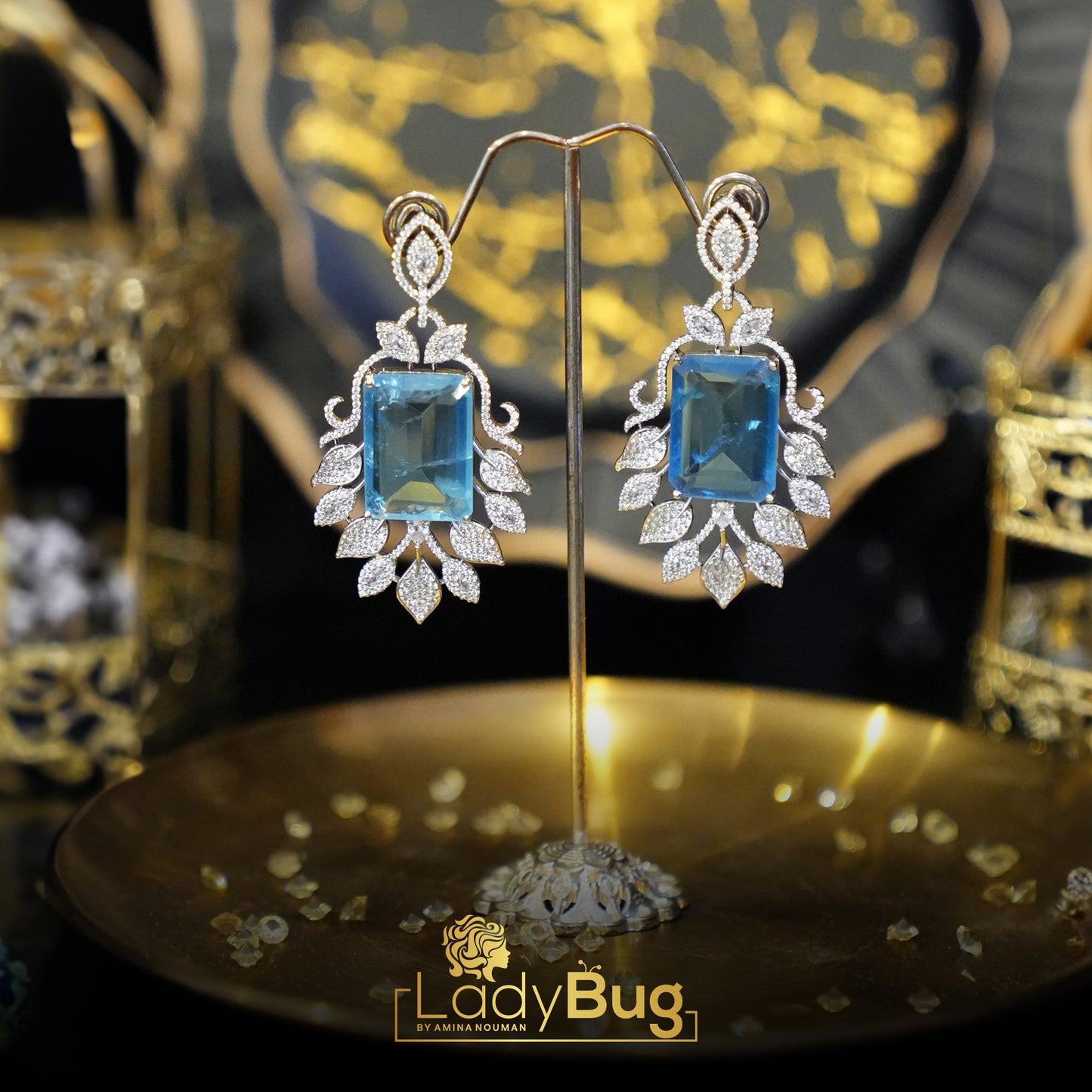 Doublet Stone rings with Ice Blue color