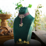 Peacock Choker with Ad Zircon and Lilac color ( 689)