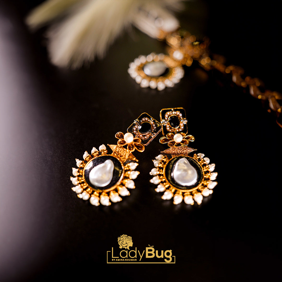 Antique Polish Vintage Set with Pearl and Stone