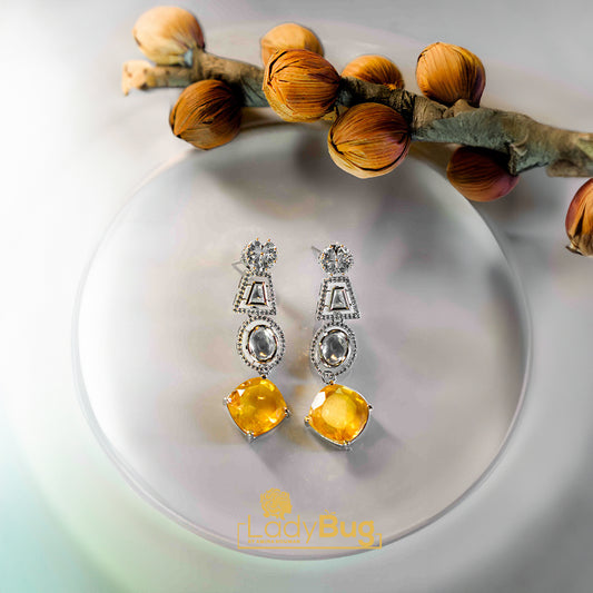 Doublet Stone Earrings with Zircon and Moissanite Kundan