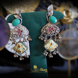 German Sliver Earings Feroza Stone LB-360