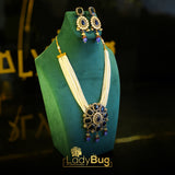 Kundan Mala Set with Sapphite stones & pearls