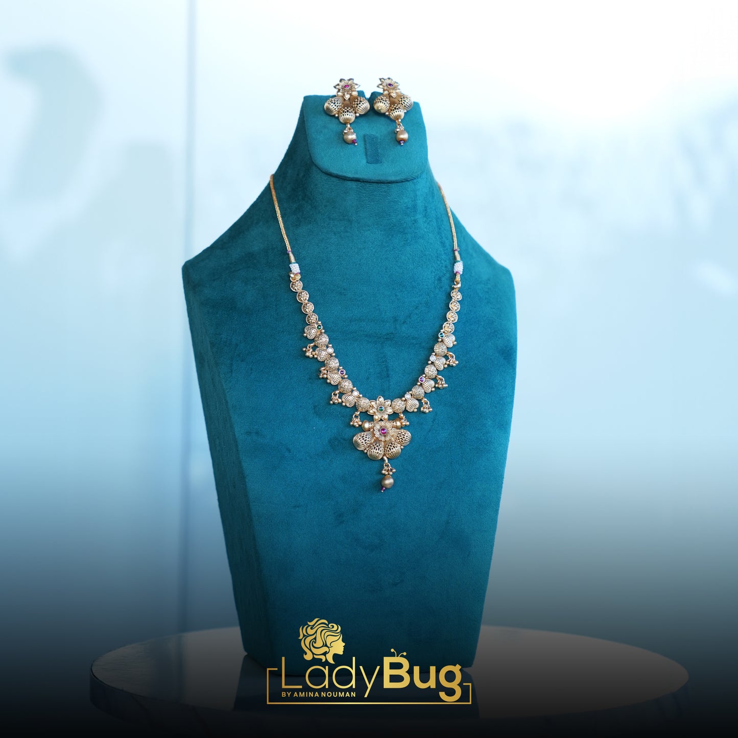 Rajwari Mala with Rubi and Emerald Stone