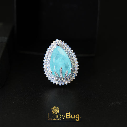Duplet Stone Ring With ice Blue Colour