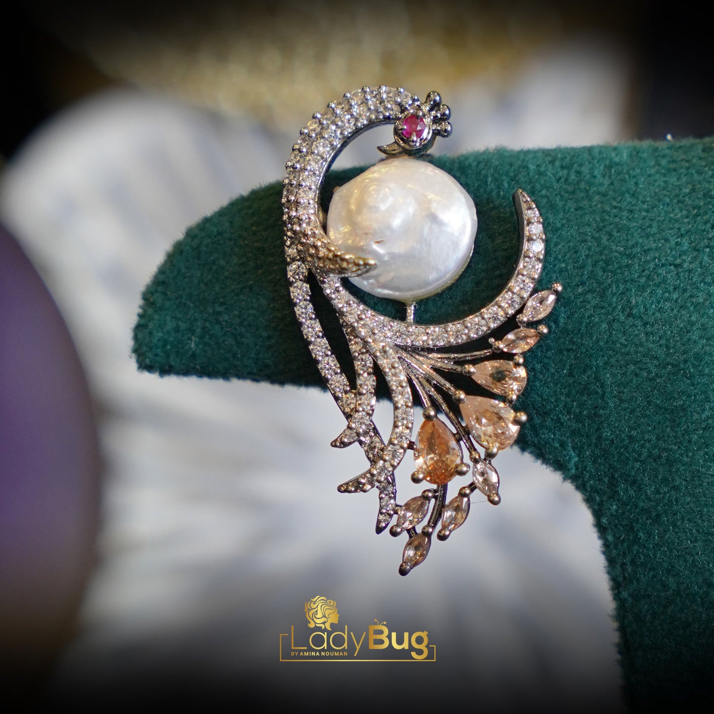 Peacock Studs Mother Pearls