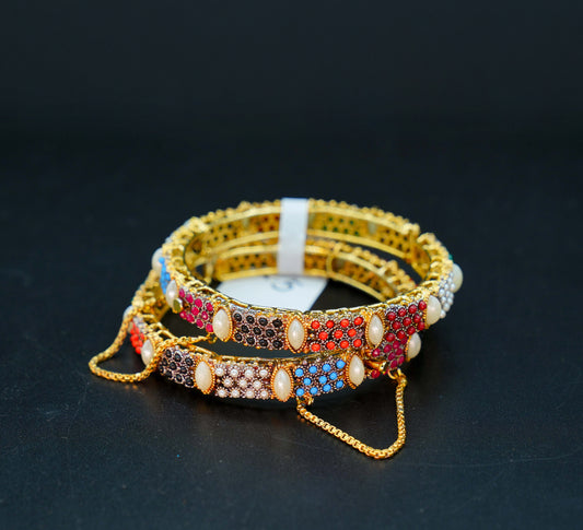Gold-plated Kara Set with colored stones