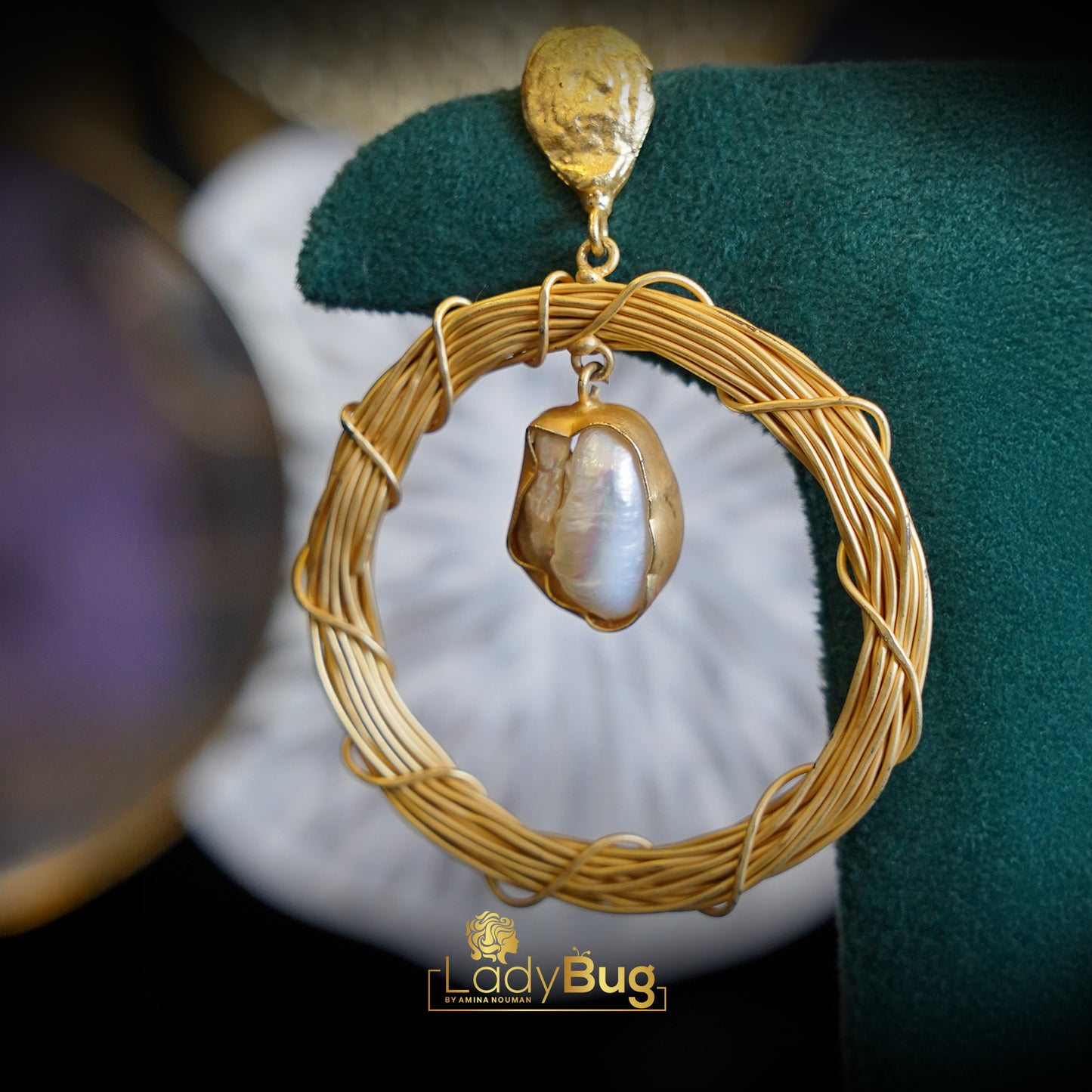 Mother Pearl Matte polish gold Earrings