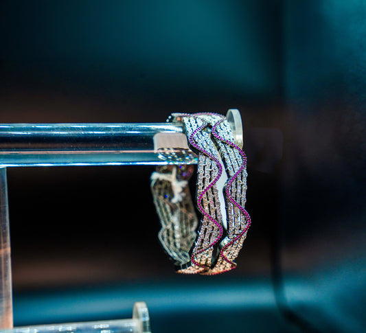 Rhodium-plated Zircon Stones with Ruby Stone 2nd color (LB-73)