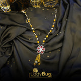 Lemon Yellow stone Mala with Red Broach LB-238