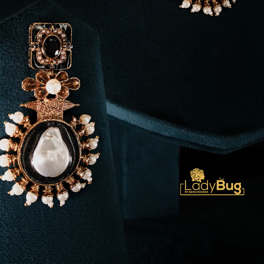 Antique Polish Vintage Set with Pearl and Stone