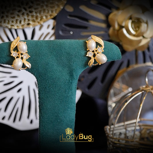 Gold Plated Stud with Pearls