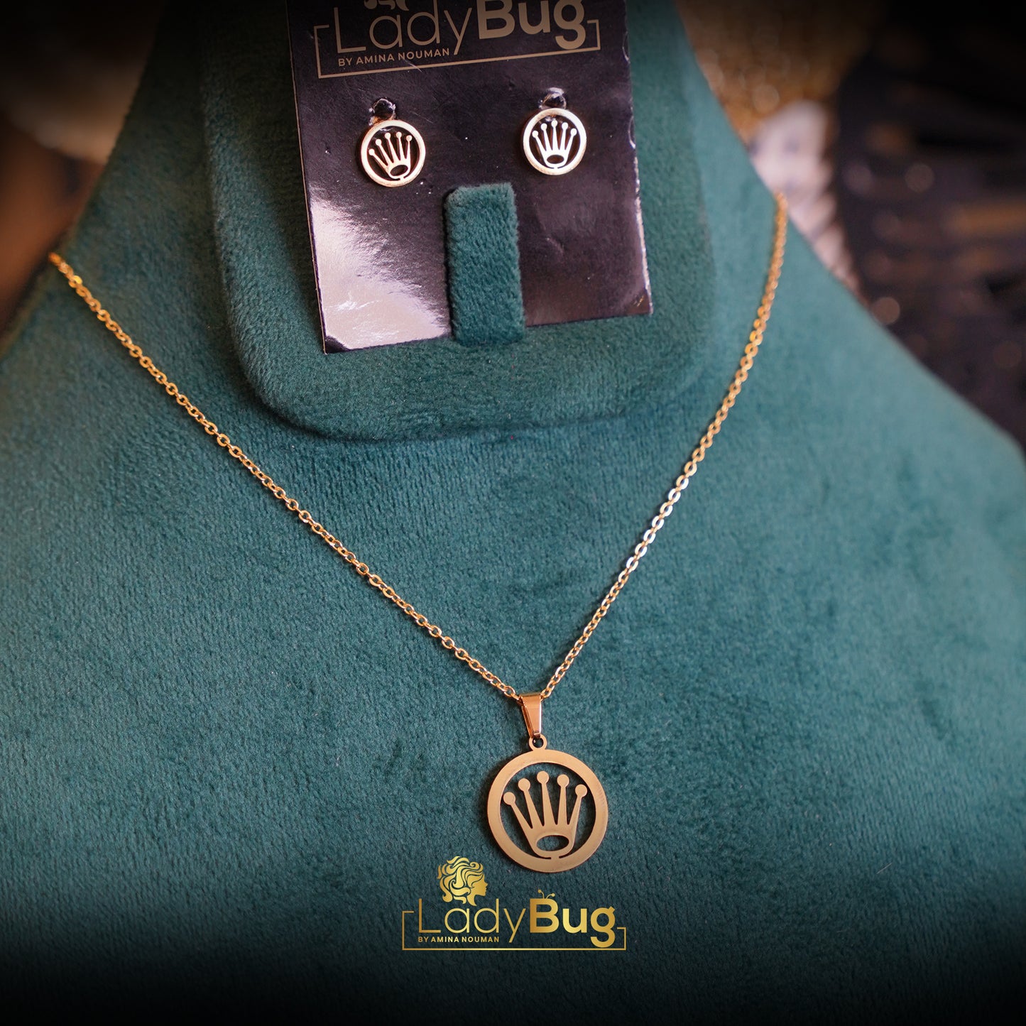 Rolex Gold Crown Pendant Set