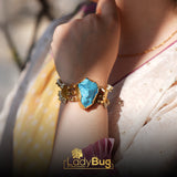 Mate Polish Gold Bracelet with Feroza Stone