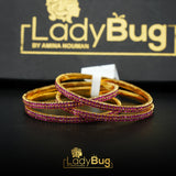 Gold-plated Zircon bangles in a Hot Pink color (LB-126, 127)