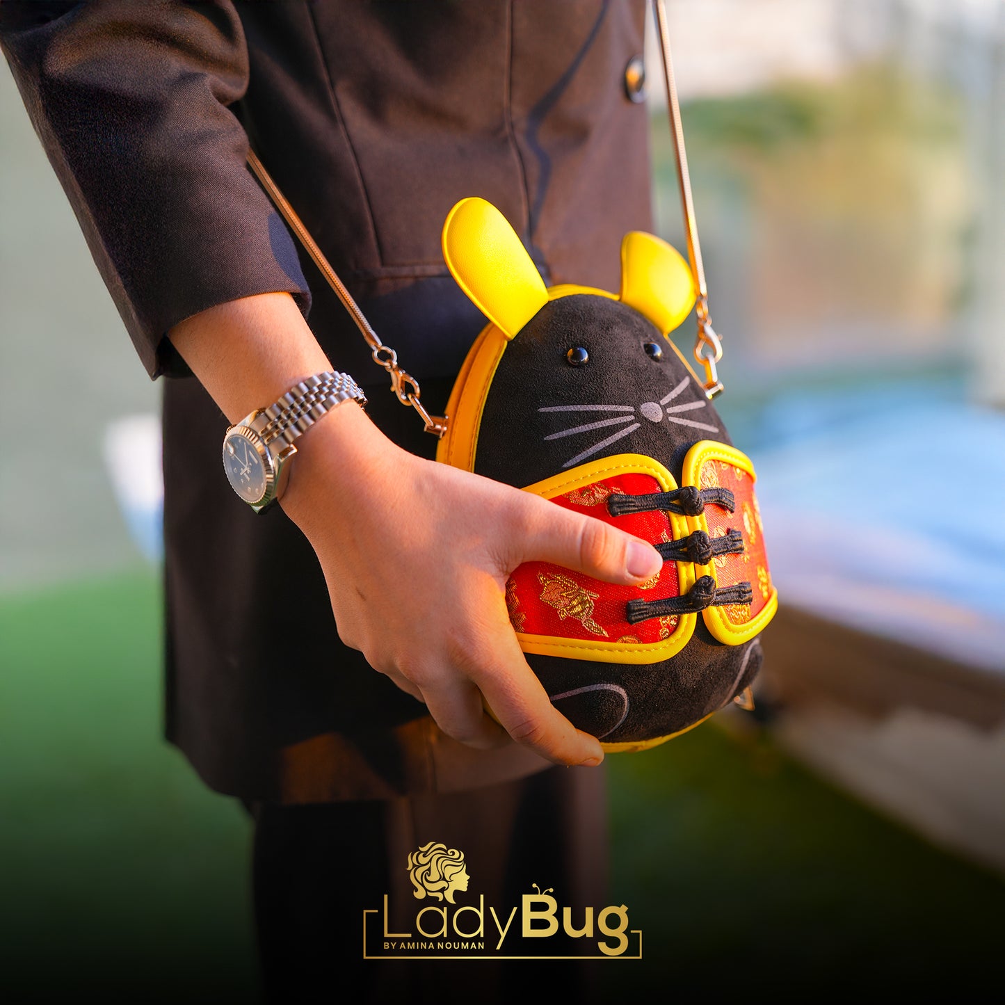 Jazzy Bags For Kids and Girls Mikey Design Black and Yellow